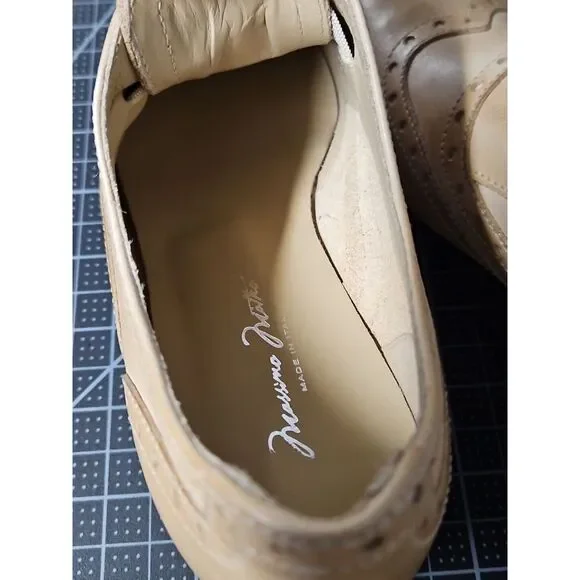 Massimo‎ Matteo Lucia Laceless Wing Tip oxford shoes Taupe 6 M